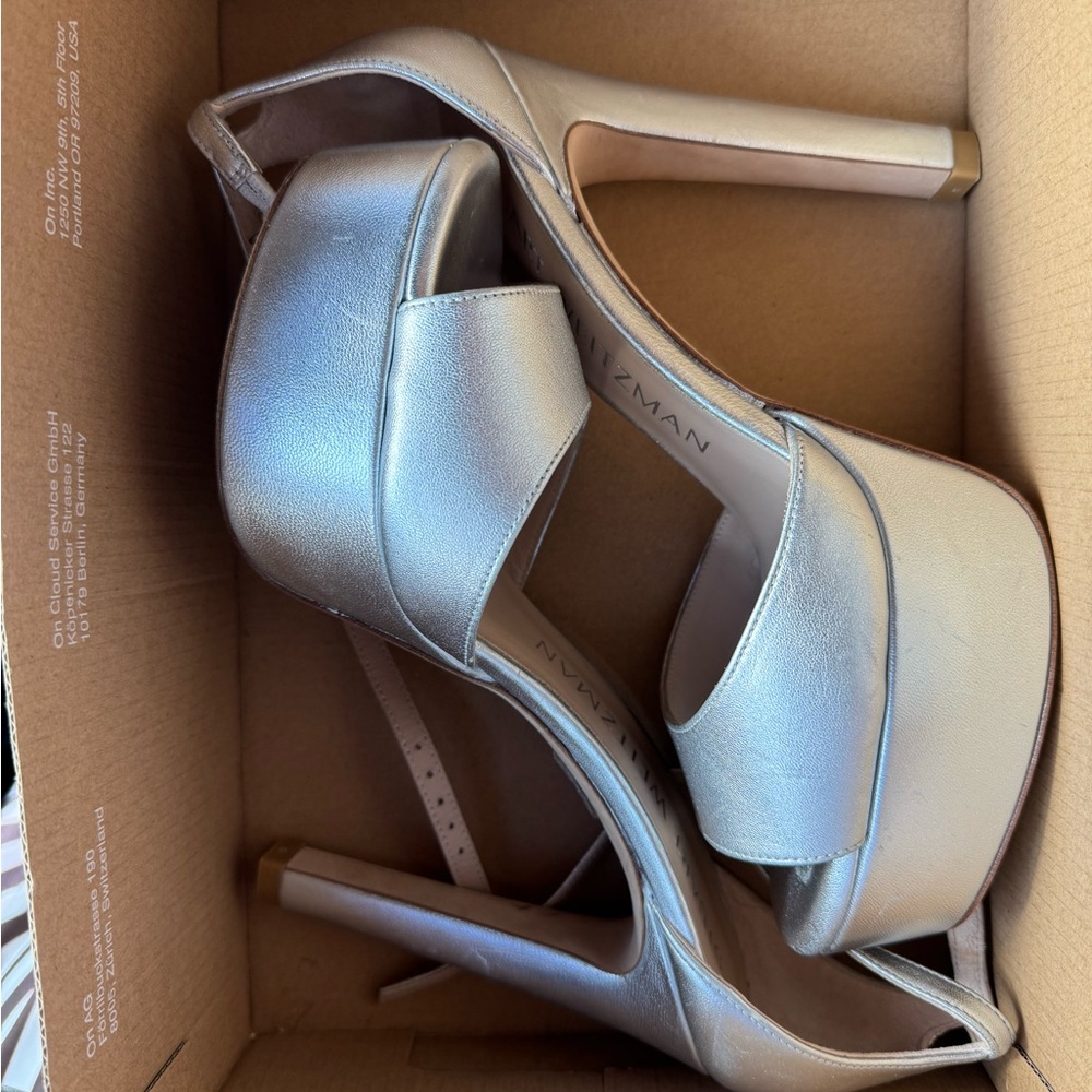 Stuart Weitzman Silver Platform Heels